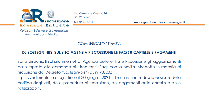 Nuovo decreto sostegni bis: proroga del pagamento delle cartelle