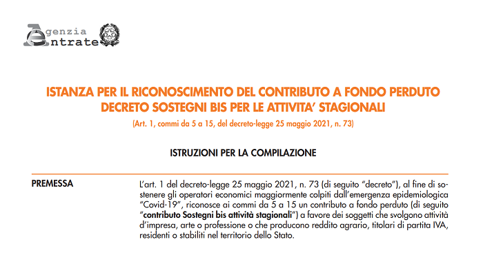 Attività stagionali: arriva il Contributo a Fondo Perduto Decreto Sostegni Bis
